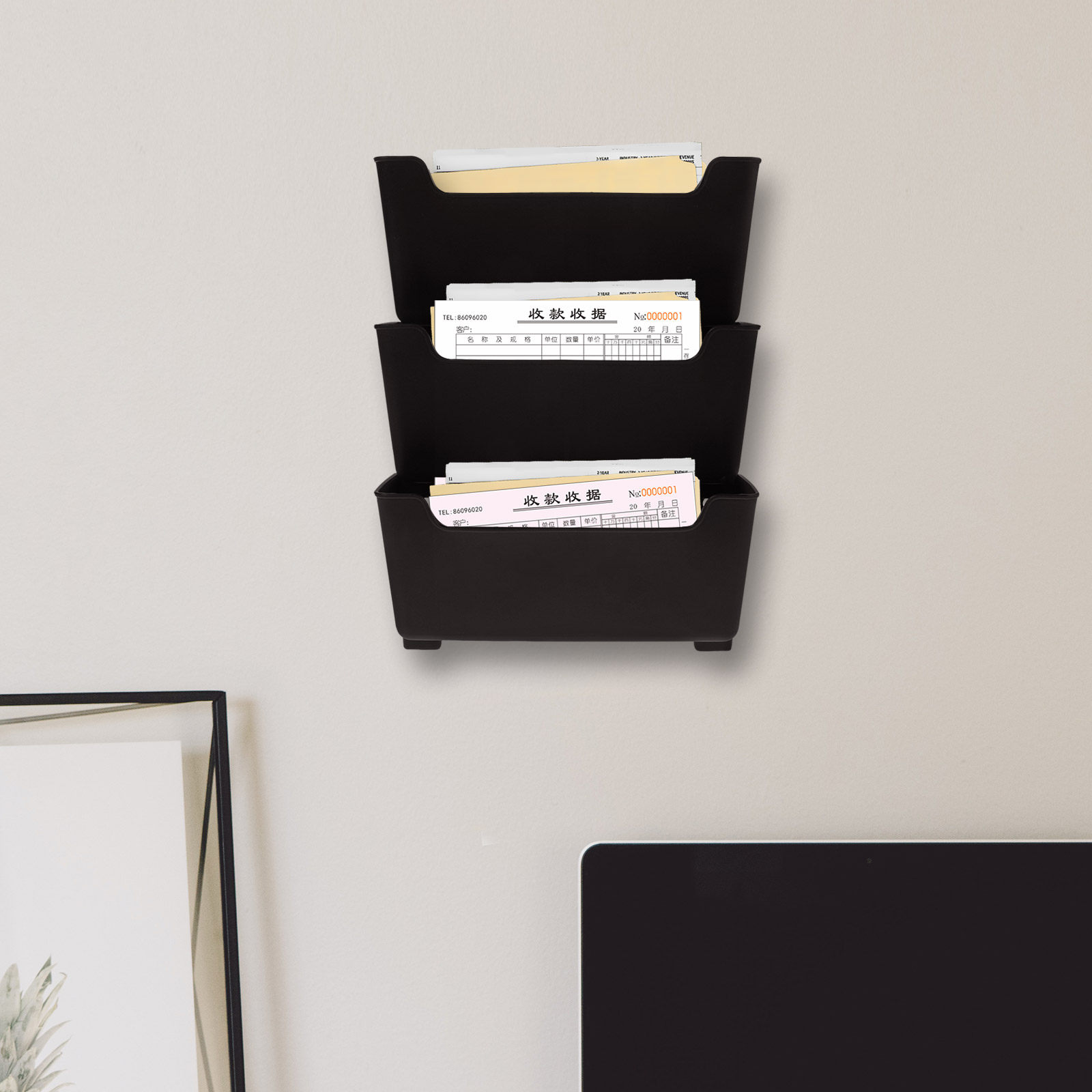 Magazine Holder Rack - 1세트 벽걸이 파일 정리함 투명 벽걸이