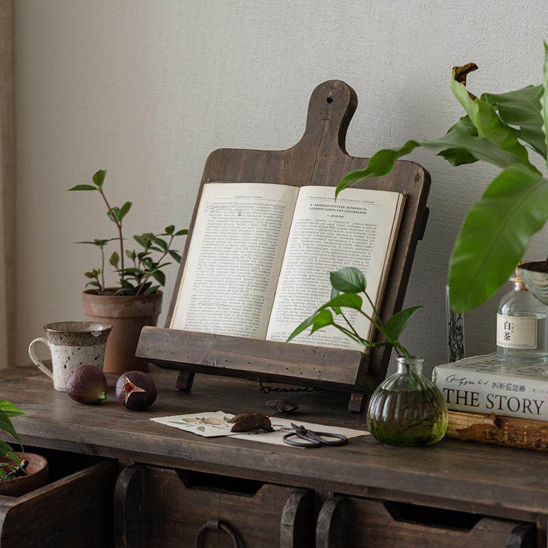Magazine Holder Rack - 레트로 스타일 원목 책/잡지 진열대, 농가